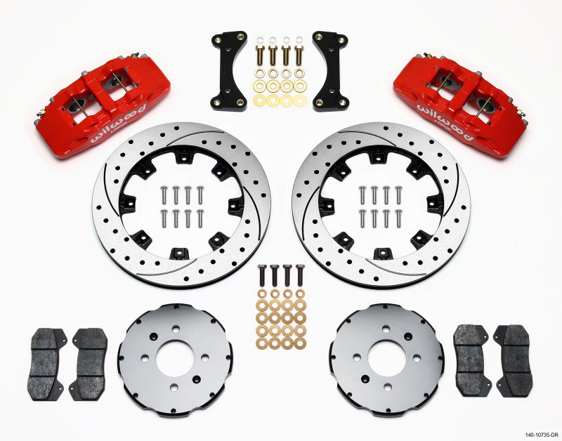 Wilwood Dynapro 6 Front Hat Kit 12.19in Drilled Red 94-01 Honda/Acura w/262mm Disc Big Brake Kits Wilwood