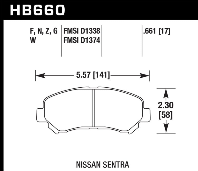 Hawk 09-10 Nissan Maxima / 08-10 Rogue / 07-09 Sentra SE-R / 10 Sentra SE-R M/T Performance Cerami Brake Pads - Performance Hawk Performance