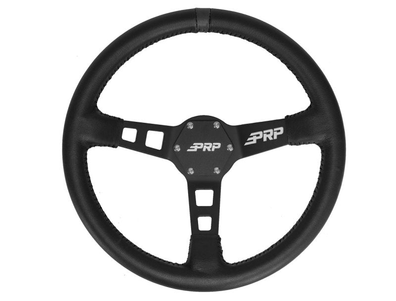 PRP Deep Dish Leather Steering Wheel- Black Steering Wheels PRP Seats