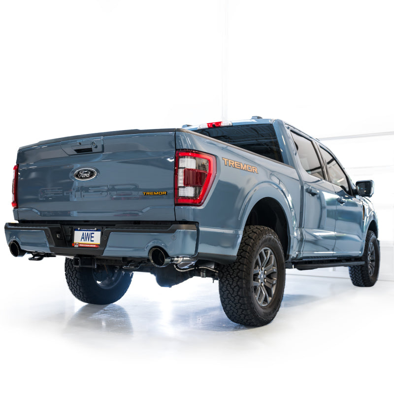 AWE Tuning 2021+ Ford F-150 Tremor (w/ Bumper Cutouts) 0FG Resonated Cat-Back - Diamond Black Tips Catback AWE Tuning