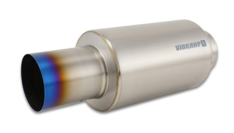 Vibrant Titanium Muffler w/Straight Cut Burnt Tip 4in Inlet / 4in Outlet Muffler Vibrant