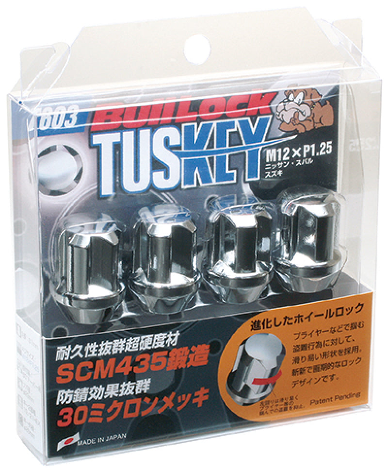 Project Kics Chrome Wt603 Tuskey 12X1.25 4 Locks + 1 Key - Silver Lug Nuts Project Kics