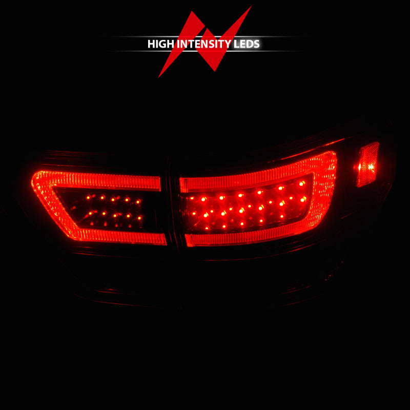 ANZO 11-13 Jeep Grand Cherokee LED Taillights w/ Lightbar Black Housing/Clear Lens 4pcs Tail Lights ANZO