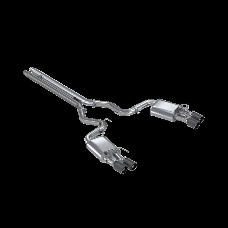 MBRP 18-20 Ford Mustang GT 5.0 w/ Quad Tip Active Exhaust Cat Back Split Rear T304 w/ Carb Fib Tips Catback MBRP