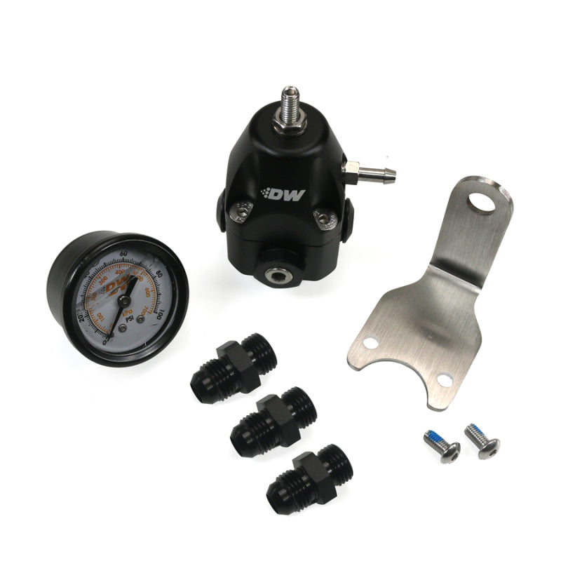 DeatschWerks DWR1000C AFPR + Pressure Gauge + 6AN Fittings - Anodized Black Fuel Pressure Regulators DeatschWerks