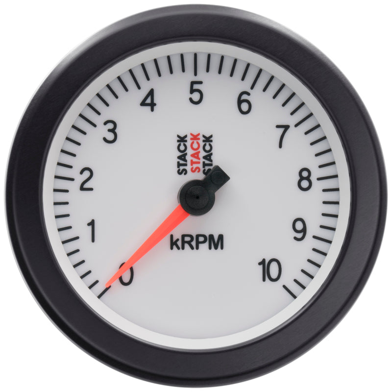 Autometer Stack Sport 88mm 0-10K RPM Tachometer - White Gauges AutoMeter