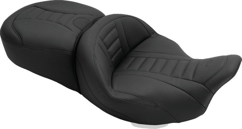 Mustang 08-21 Harley Electra Glide, Rd Glide, Rd King, Str Glide Touring 1PC Seat Deluxe - Black One-Piece Motorcycle Seats Mustang Motorcycle