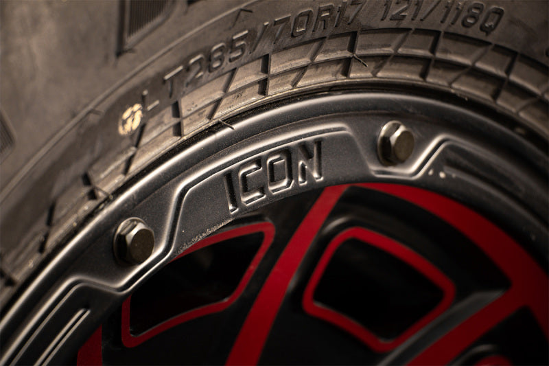 ICON Victory 17x8.5 6x135 6mm Offset 5in BS Satin Black w/Red Tint Wheel Wheels - Cast ICON