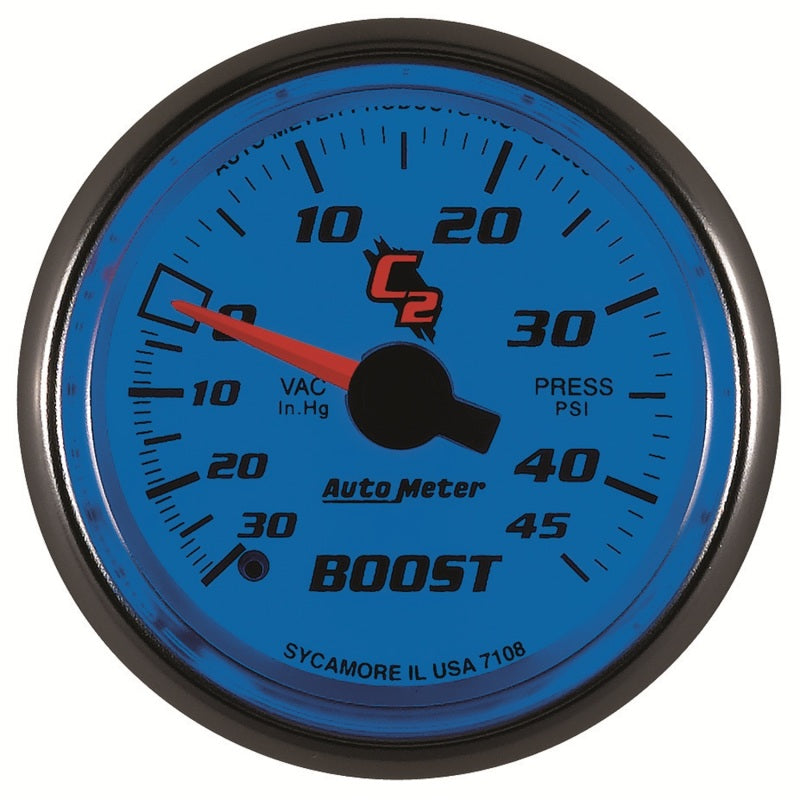 Autometer C2 52mm 30 In Hg-Vac/45 PSI Mechanical Vacuum/Boost Gauge Gauges AutoMeter