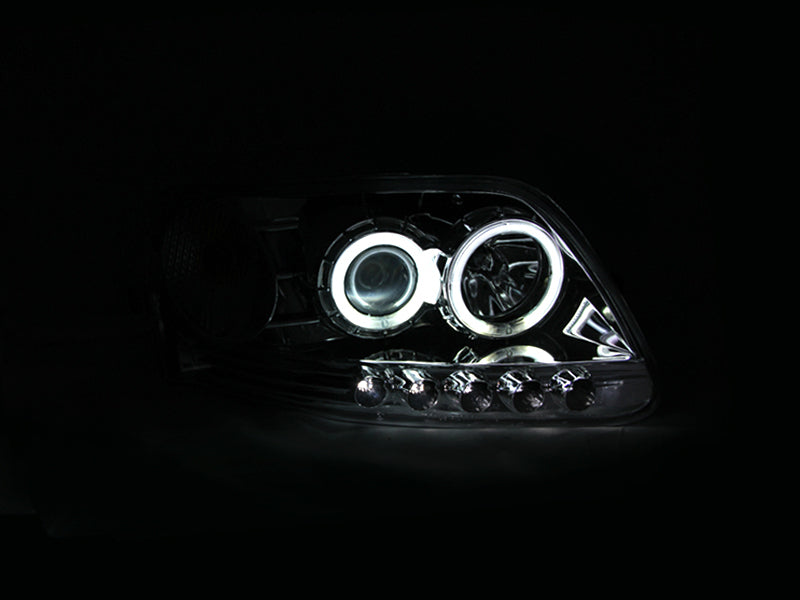 ANZO 1997.5-2003 Ford F-150 Projector Headlights w/ Halo Chrome 1pc Headlights ANZO