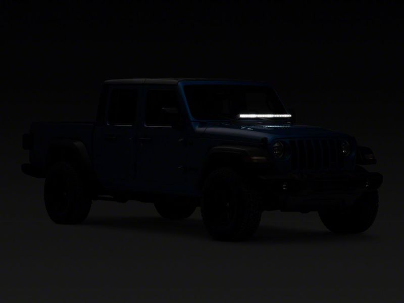 Raxiom 18-23 Jeep Wrangler JL Axial Series 30-In Single Row LED Light Bar w/ Hood Mounting Brackets Brackets Raxiom