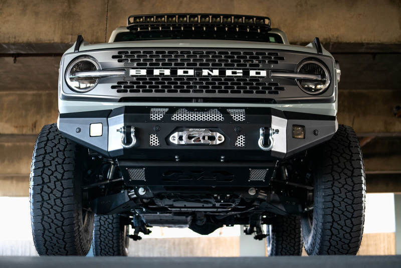 DV8 Offroad 2021+ Ford Bronco Front Bumper Winch Capable w/ Optional Bull Bar/Aux Light Opening Bumpers - Steel DV8 Offroad