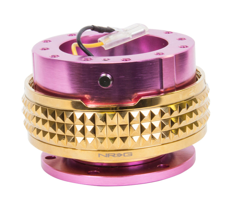 NRG Quick Release Kit - Pyramid Edition - Pink Body / Chrome Gold Pyramid Ring Quick Release Adapters NRG
