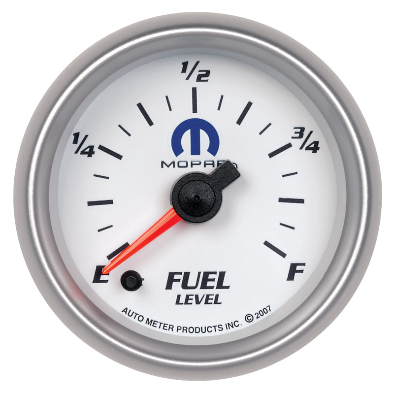 AutoMeter Gauge Fuel Level 2-1/16in. 0-280 Ohm Programmable White Mopar Gauges AutoMeter