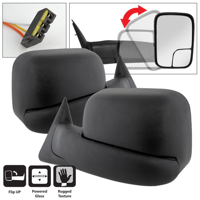 xTune Dodge Ram 94-97 L&R Manual Extendable Power Adjust Mirror MIR-DRAM94-PW-SET Side Mirrors SPYDER