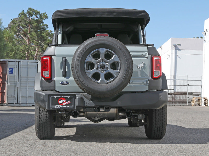 aFe Vulcan 3in 304 SS Axle-Back Exhaust 2021 Ford Bronco L4-2.3L (t)/V6-2.7L (tt) w/ Black Tips Axle Back aFe