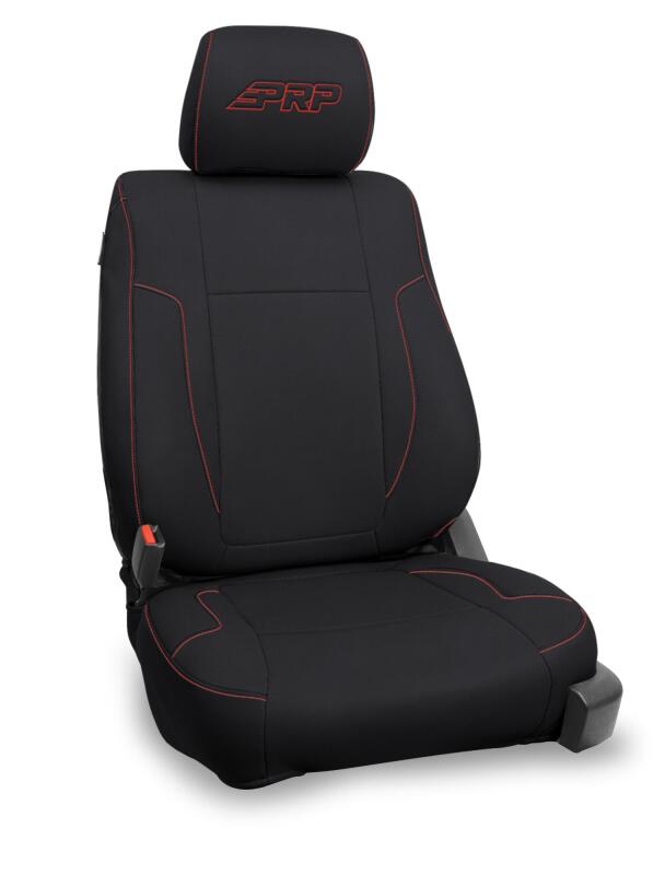 PRP 12-14 Ford Raptor Front Seat Covers (Pair) - Black w/ Red Stitch Seat Covers PRP Seats
