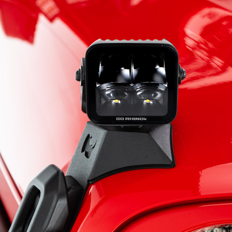 Go Rhino Xplor Blackout Series Cube LED Spot Light Kit (Surface/Threaded Stud Mnt) 3x3 - Blk (Pair) Light Bars & Cubes Go Rhino