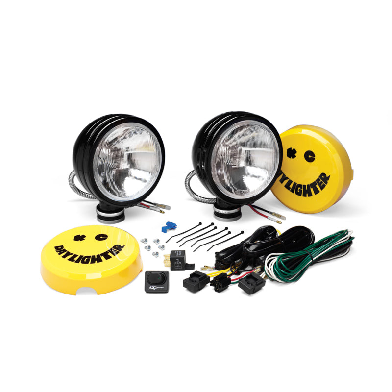 KC HiLiTES Daylighter 6in. Halogen Light 100w Spread Beam (Pair Pack System) - Black SS Light Bars & Cubes KC HiLiTES