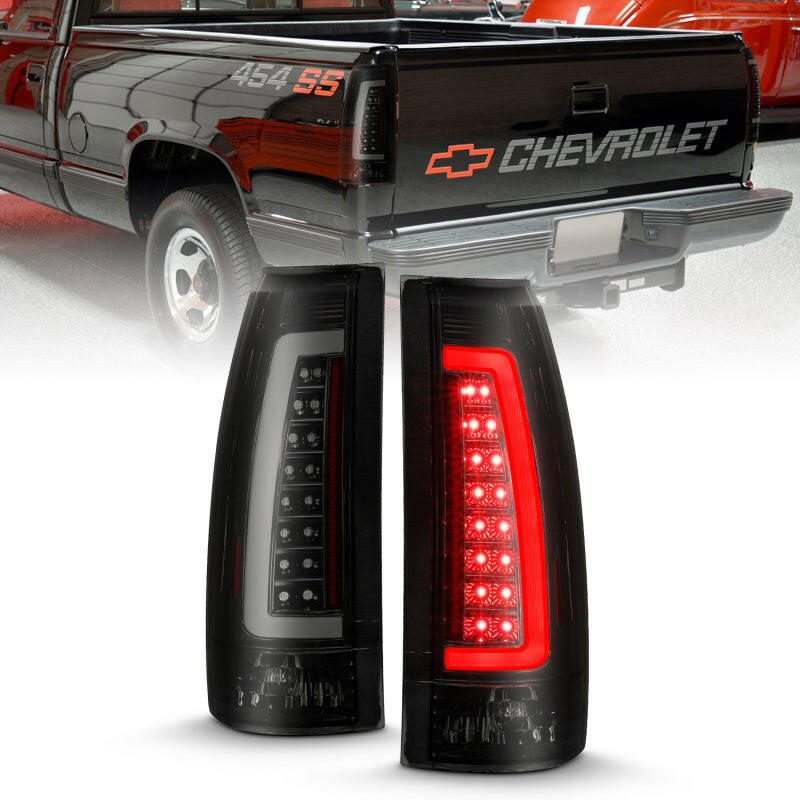 ANZO 1999-2000 Cadillac Escalade LED Taillights Black Housing Smoke Lens Pair Tail Lights ANZO