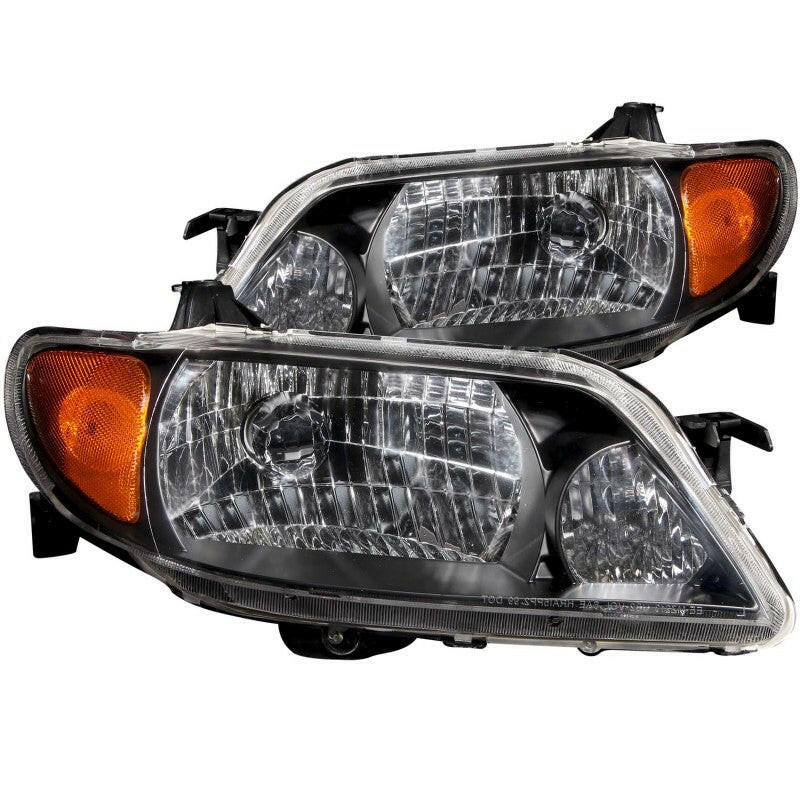 ANZO 2001-2003 Mazda Protege Crystal Headlights Black Headlights ANZO