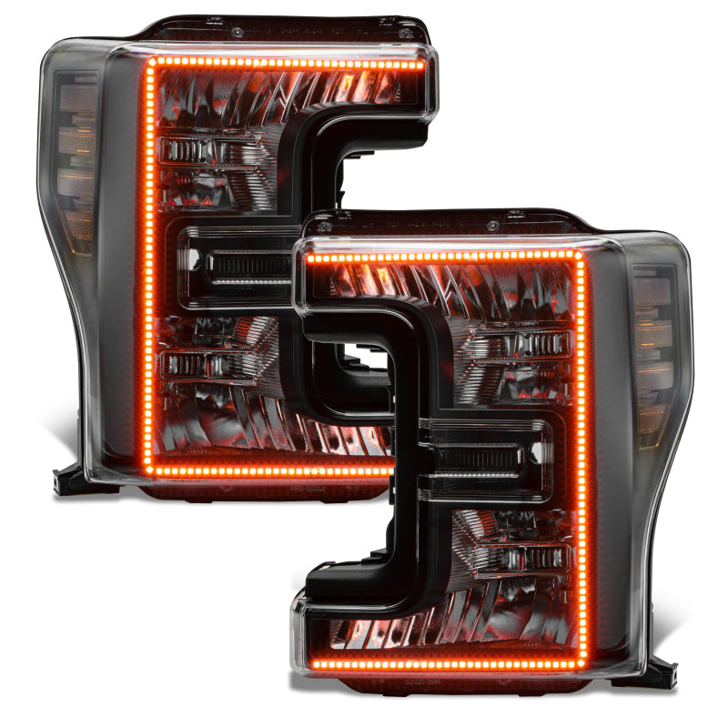 Oracle 17-19 Ford F-250 SD Dynamic Pre-Assembled Headlights - Halogen - Black Edition - Headlights ORACLE Lighting