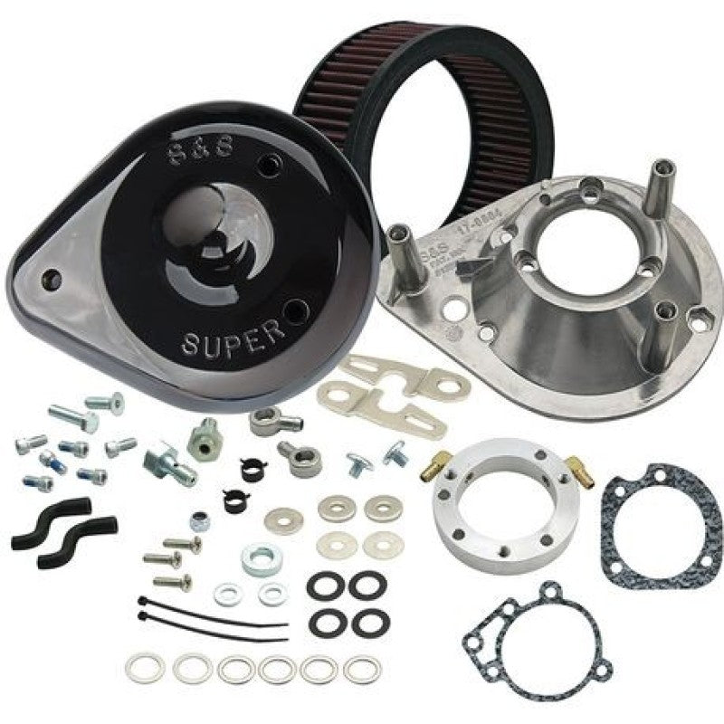 S&S Cycle 08-16 Touring Stock Bore Throttle By Wire Teardrop Air Cleaner Kit - Gloss Black Air Intake Components S&S Cycle