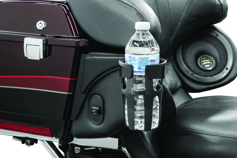 Kuryakyn Reflex Drink Holder Right Side HD Touring Passenger Mount 96-13 Gloss Black Cup Holders Kuryakyn