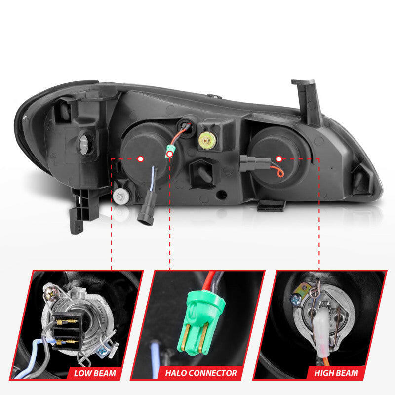 ANZO 2000-2004 Infiniti I30 Projector Headlights w/ Halo Black Headlights ANZO