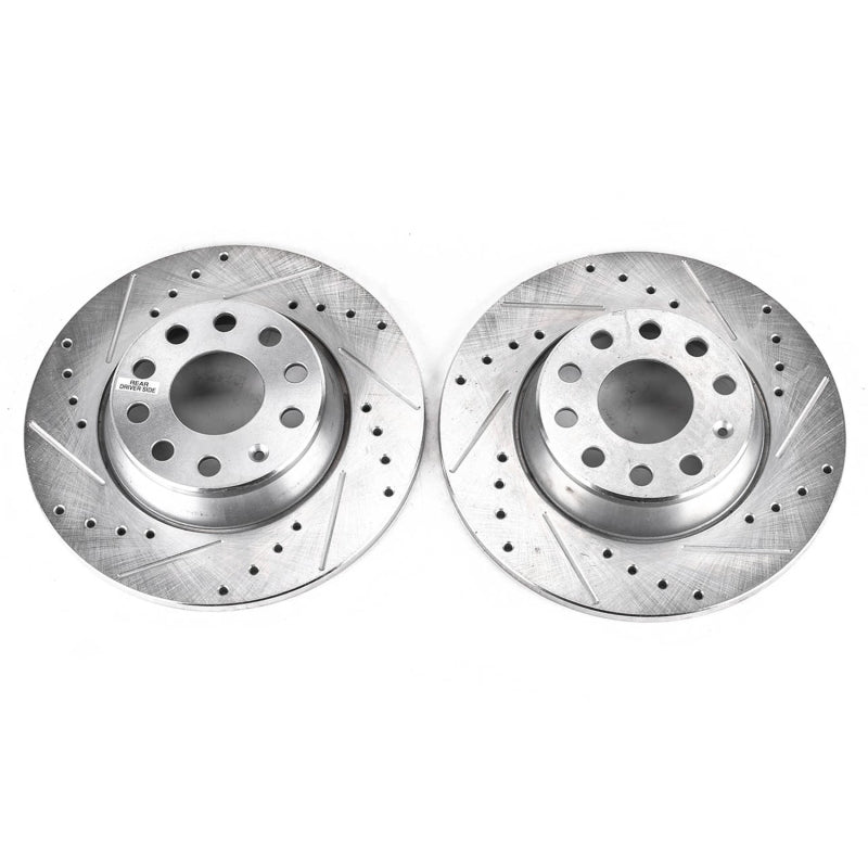 Power Stop 06-09 Audi A3 Rear Evolution Drilled & Slotted Rotors - Pair Brake Rotors - Slot & Drilled PowerStop