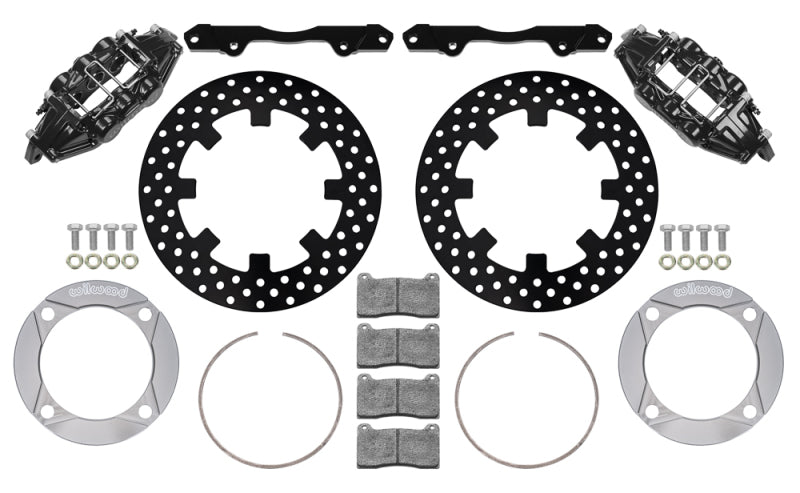 Wilwood 2014+ Polaris RZR XP 1000 Front Kit 11.25in Drilled - Black Brake Kits - Performance Drill Wilwood