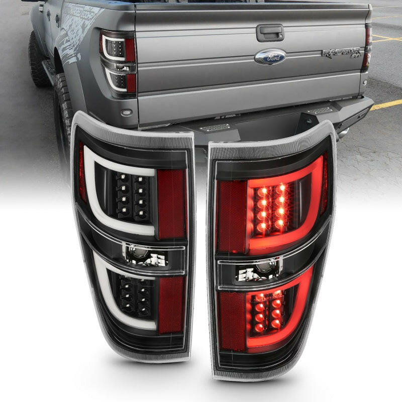 ANZO 2009-2013 Ford F-150 LED Taillights Black Tail Lights ANZO