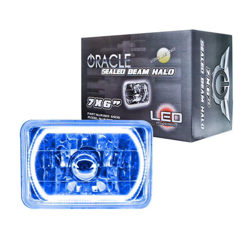 Oracle Pre-Installed Lights 7x6 IN. Sealed Beam - Blue Halo Headlights ORACLE Lighting