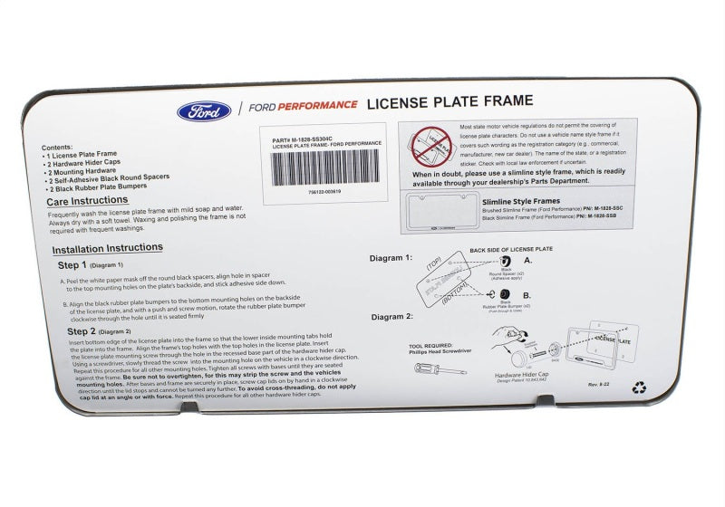 Ford Racing Stainless Steel Ford Performance License Plate Frame License Frame Ford Racing