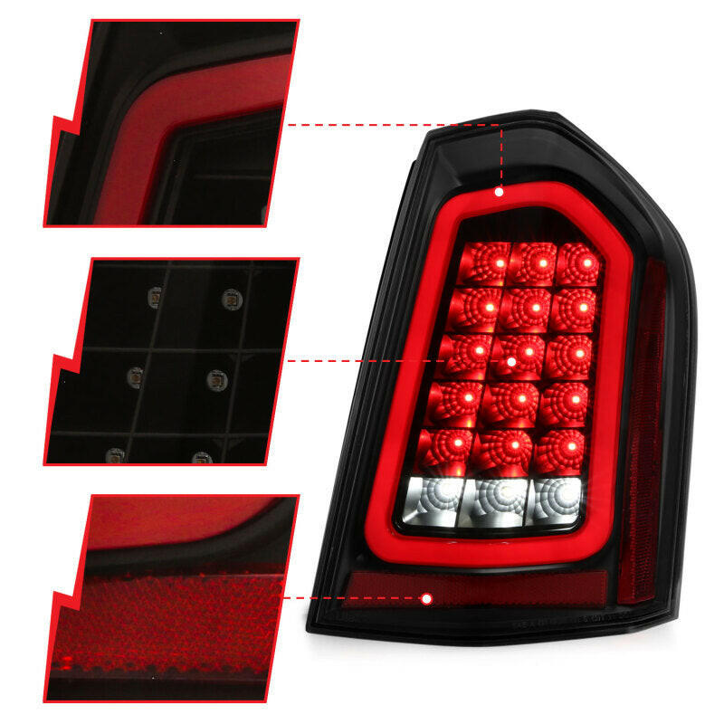 ANZO 11-14 Chrysler 300 LED Taillights Black w/ Sequential Tail Lights ANZO