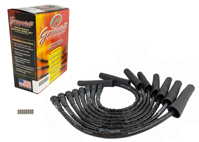 Granatelli 10-14 Ford 6.2L Perf Wire Set w/Inserts/Black Hi-Temp Jacket/Black Fire Sleeve Spark Plug Wire Sets Granatelli Motor Sports