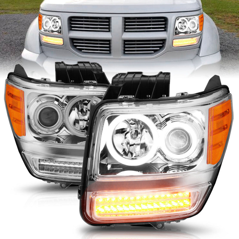 ANZO 2007-2012 Dodge Nitro Projector Headlights w/ Halo Chrome (CCFL) G2 Headlights ANZO