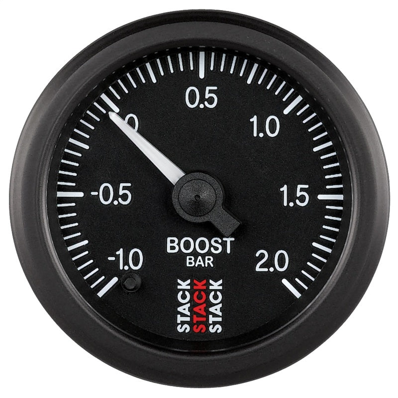 Autometer Stack 52mm -1 to +2 Bar (Incl T-Fitting) Pro Stepper Motor Boost Pressure Gauge - Black Gauges AutoMeter