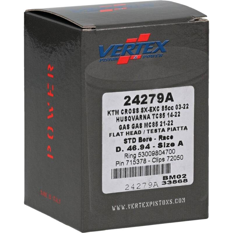 Vertex Piston 09-24 KTM 85 SX 85cc Cast Race Piston Kit Piston Sets - Powersports Vertex Pistons