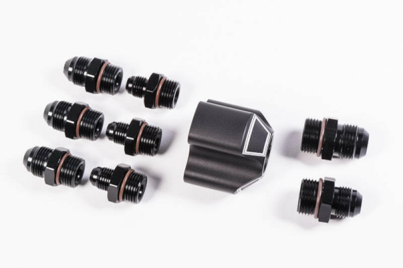 Radium Engineering 3 Into 1 Distribution Block w/ Fittings Fittings Radium Engineering