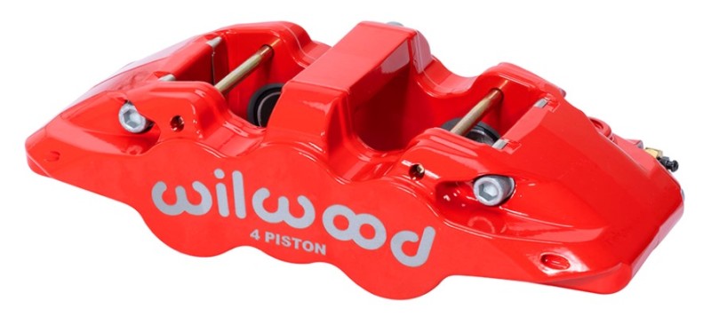Wilwood Caliper - Aero4-DS Forged Four-Piston Caliper Black 1.12in Piston 1.10in Rotor - Red Brake Calipers - Perf Wilwood