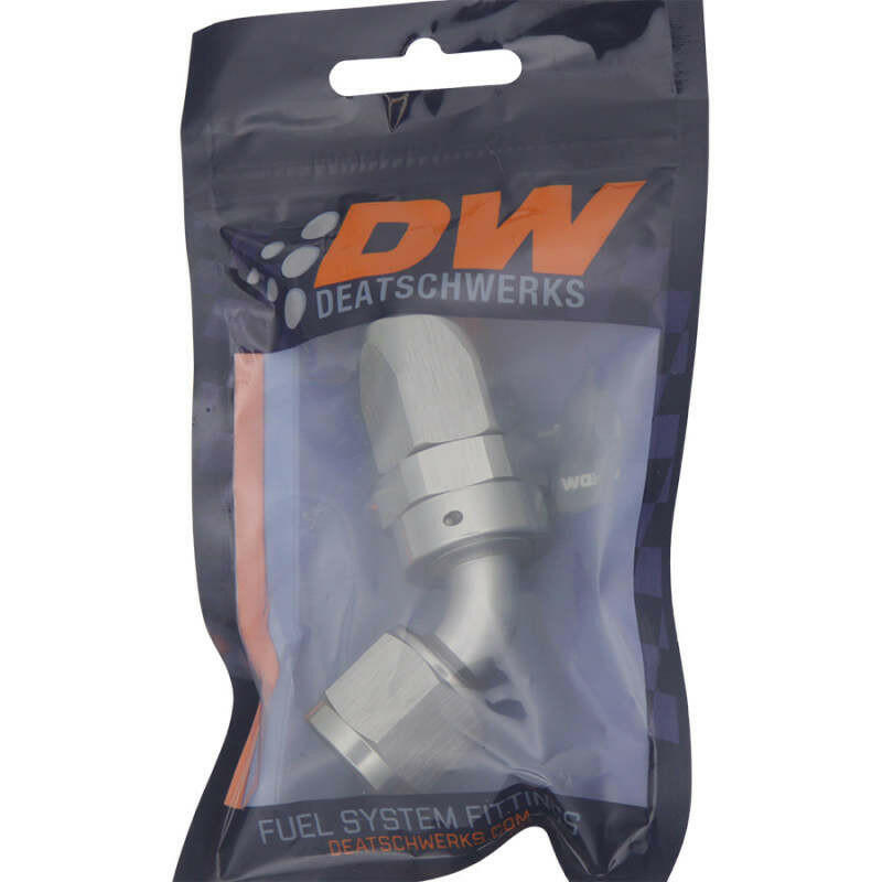 DeatschWerks 8 AN Female Flare Swivel 60-degree Hose End CPE - Anodized DW Titanium Fittings DeatschWerks