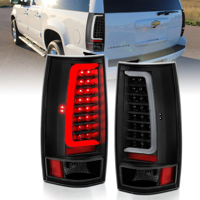 ANZO 2007-2014 Chevy Tahoe LED Taillight Plank Style Black w/Clear Lens Tail Lights ANZO