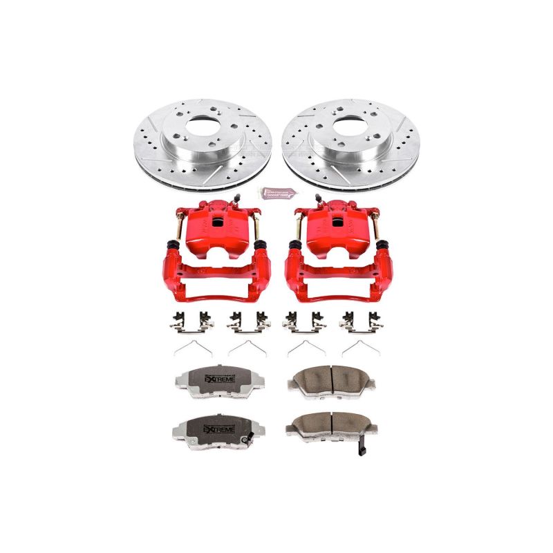 Power Stop 06-11 Honda Civic Front Z26 Street Warrior Brake Kit w/Calipers Brake Kits - Performance D&S PowerStop