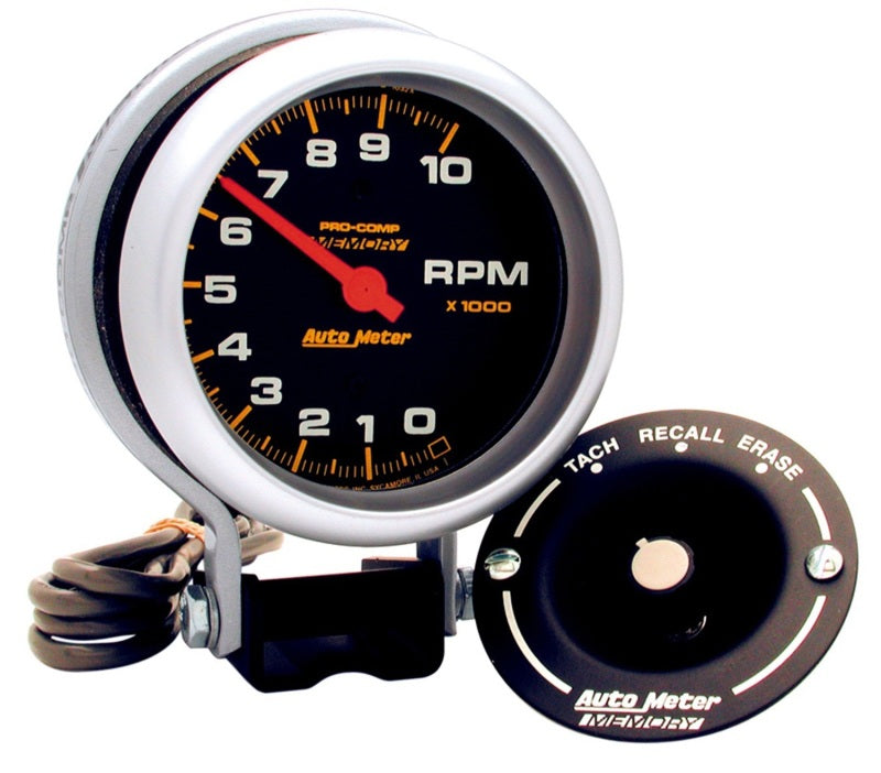 AutoMeter Gauge Tachometer 3-3/4in. 10K RPM Pedestal W/Peak Memory Pro-Comp Gauges AutoMeter