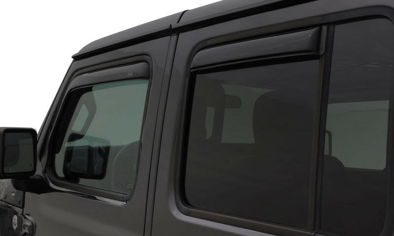 AVS 07-18 Jeep Wrangler Unlimited Ventvisor In-Channel Front & Rear Window Deflectors 4pc - Smoke Wind Deflectors AVS