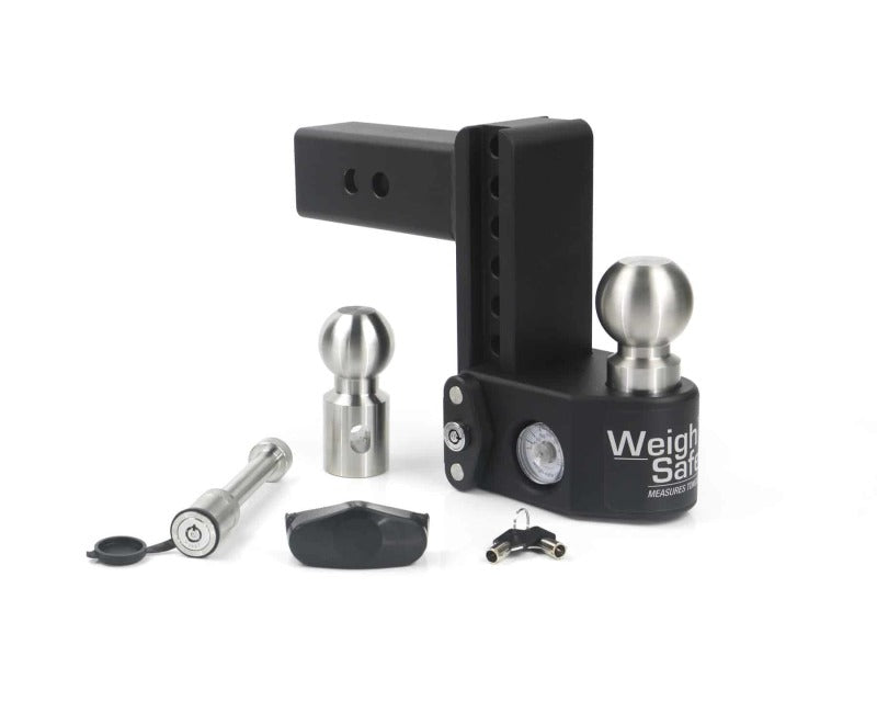 Weigh Safe 6in Drop Hitch w/Built-in Scale & 2.5in Shank (10K/22K GTWR) w/WS05 - Steel Hitch Ball Mounts Weigh Safe