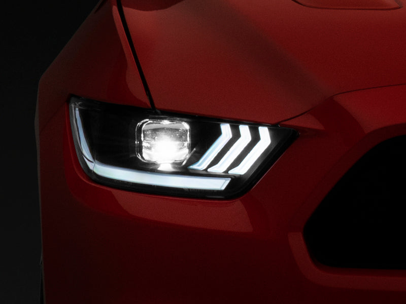 Raxiom 15-17 Ford Mustang GT350 GT500 LED Projector Headlights- Black Housing (Clear Lens) Headlights Raxiom