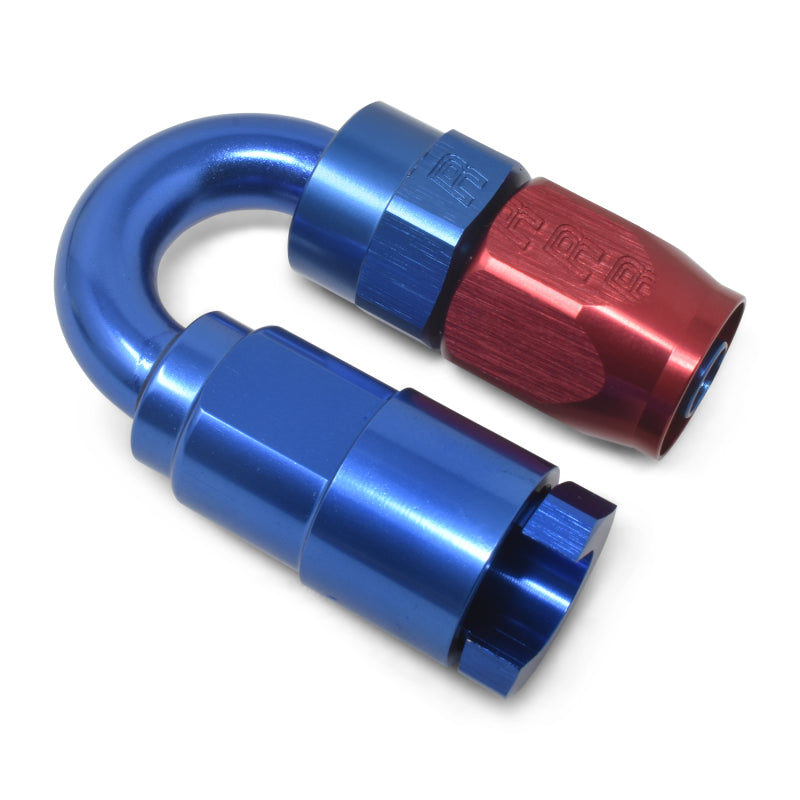 Russell Performance 3/8in SAE Quick Disc Female to -6 Hose Red/Blue 180 Degree Hose End Fittings Russell