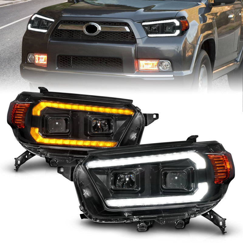 ANZO 10-13 Toyota 4Runner Projector Headlights - Black Headlights ANZO